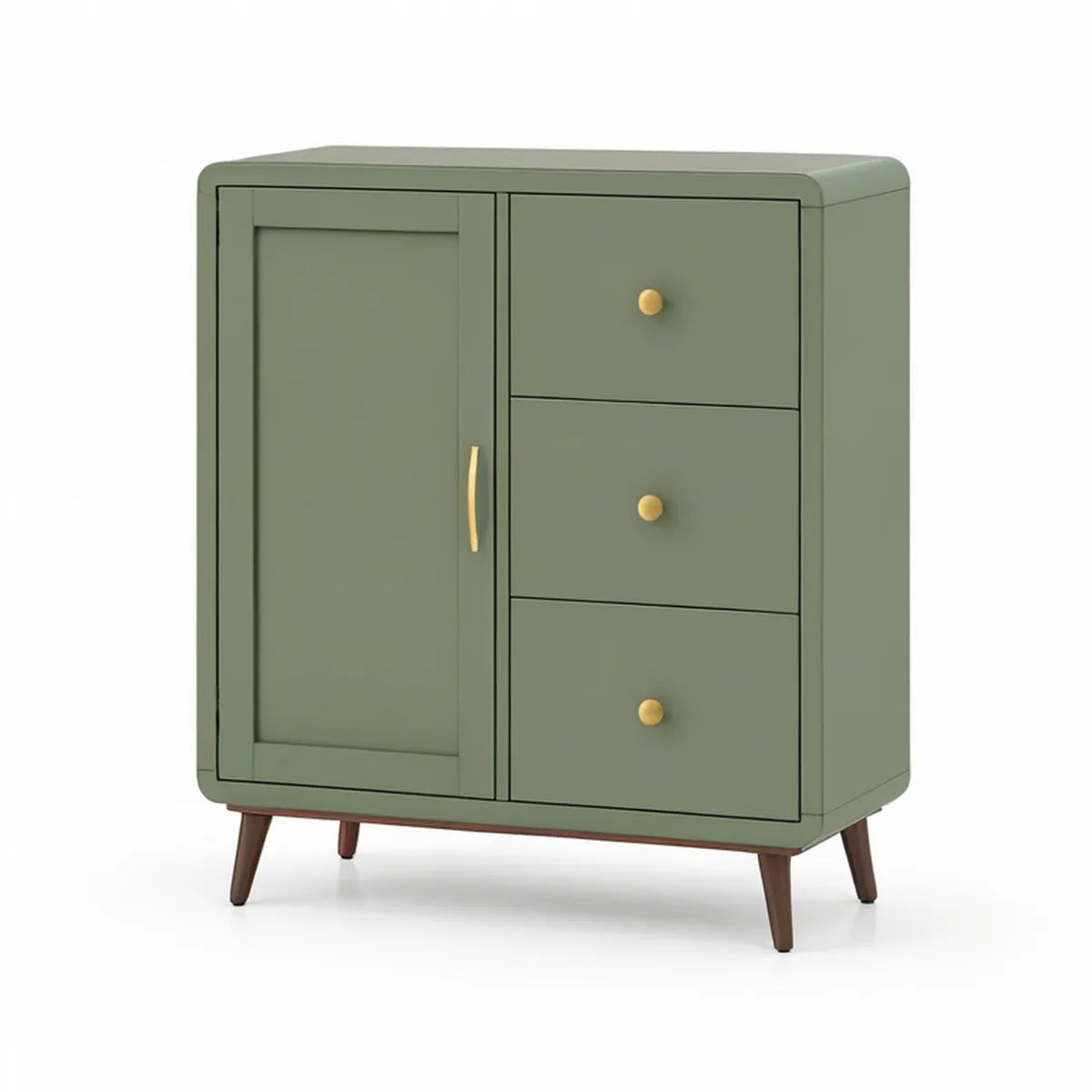 Armário em MDF Verde com 3 Gavetas e Porta, 80 x 40 x 90 cm