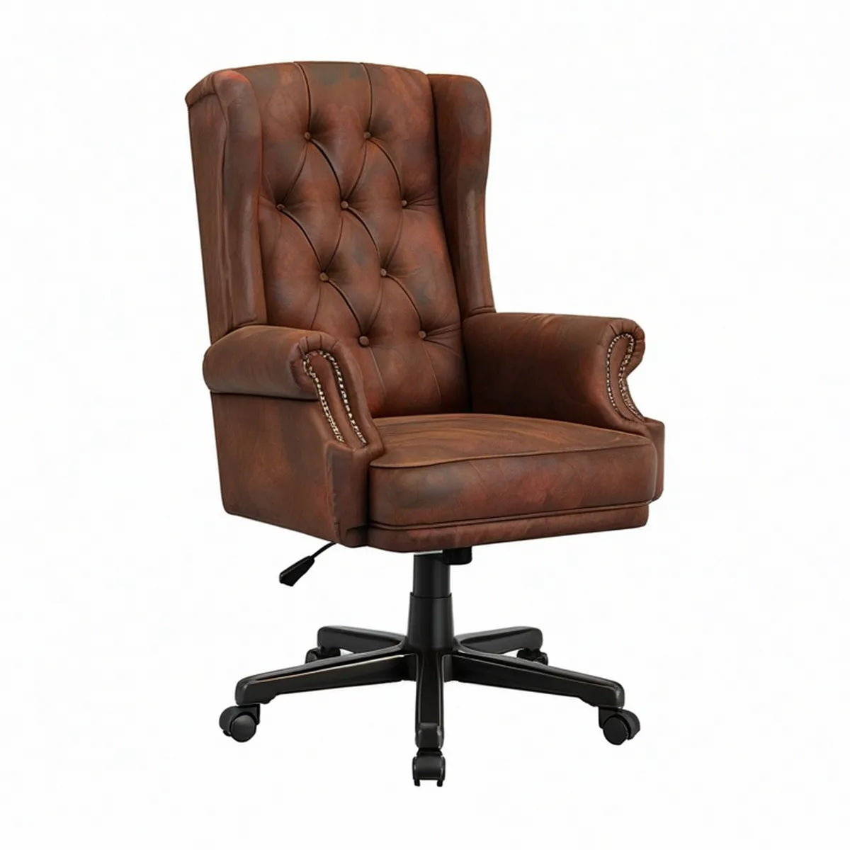 Cadeira de Escritório Giratória de Encosto Alto em PU Castanho e Preto 70 x 75 x 112-120 cm