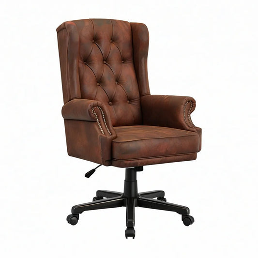 Cadeira de Escritório Giratória de Encosto Alto em PU Castanho e Preto 70 x 75 x 112-120 cm