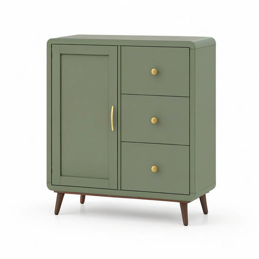 Armário em MDF Verde com 3 Gavetas e Porta, 80 x 40 x 90 cm